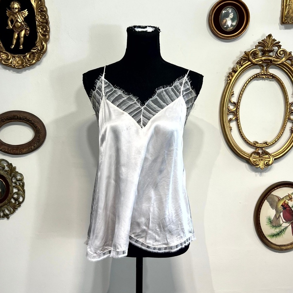 IRO Berwyn 100% Silk Lace Trim Cami Tank Top Size 34